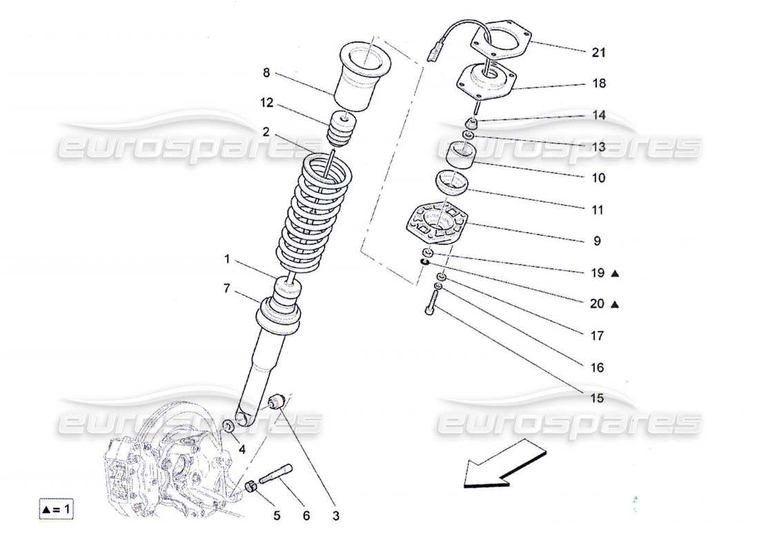 maserati qtp. (2010) 4.7 diagrama de piezas de los dispositivos del amortiguador trasero