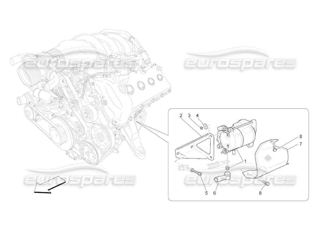 maserati grancabrio (2011) 4.7 control electrónico: diagrama de piezas de encendido del motor