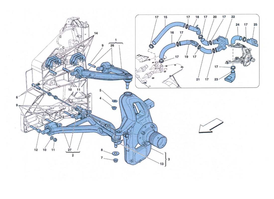 ferrari 458 challenge sospensione anteriore - diagrama de piezas de nivel