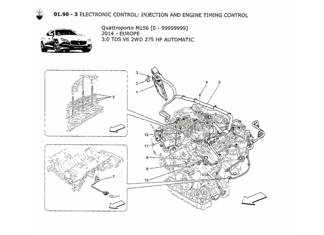 maserati qtp. v6 3.0 tds 275bhp 2014 control electrónico: diagrama de piezas de control de sincronización del motor y inyección