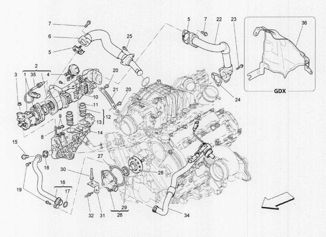 maserati qtp. v6 3.0 tds 275bhp 2017 diagrama de piezas del sistema de recirculación de vapores de aceite