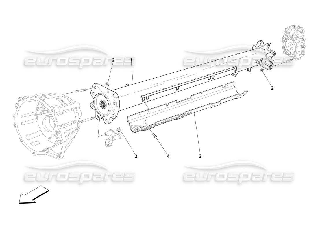 maserati qtp. (2003) 4.2 diagrama de piezas del tubo de transmisión