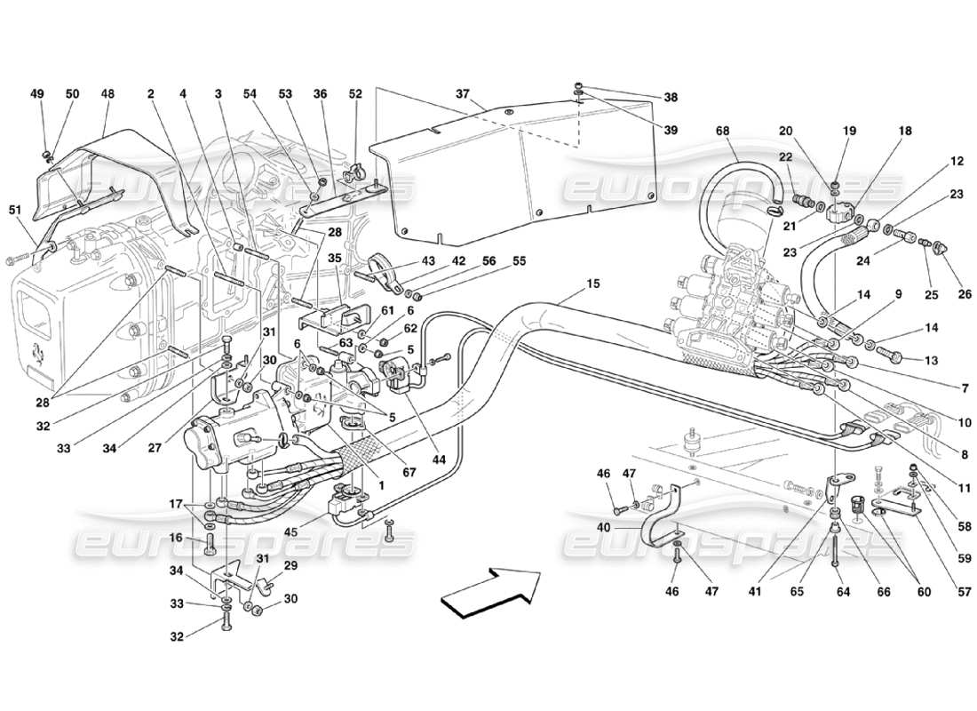 ferrari 360 challenge stradale f1 diagrama de piezas del control hidráulico del embrague