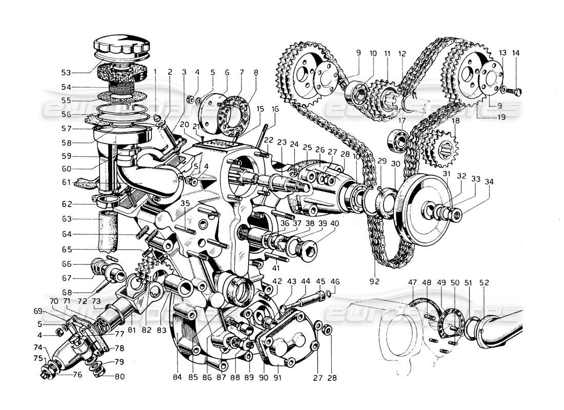 ferrari 275 gtb/gts 2 cam diagrama de piezas de distribución