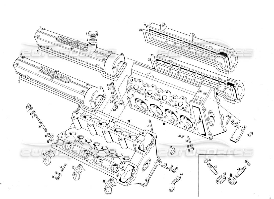 maserati qtp.v8 4.7 (s1 & s2) 1967 culatas diagrama de piezas