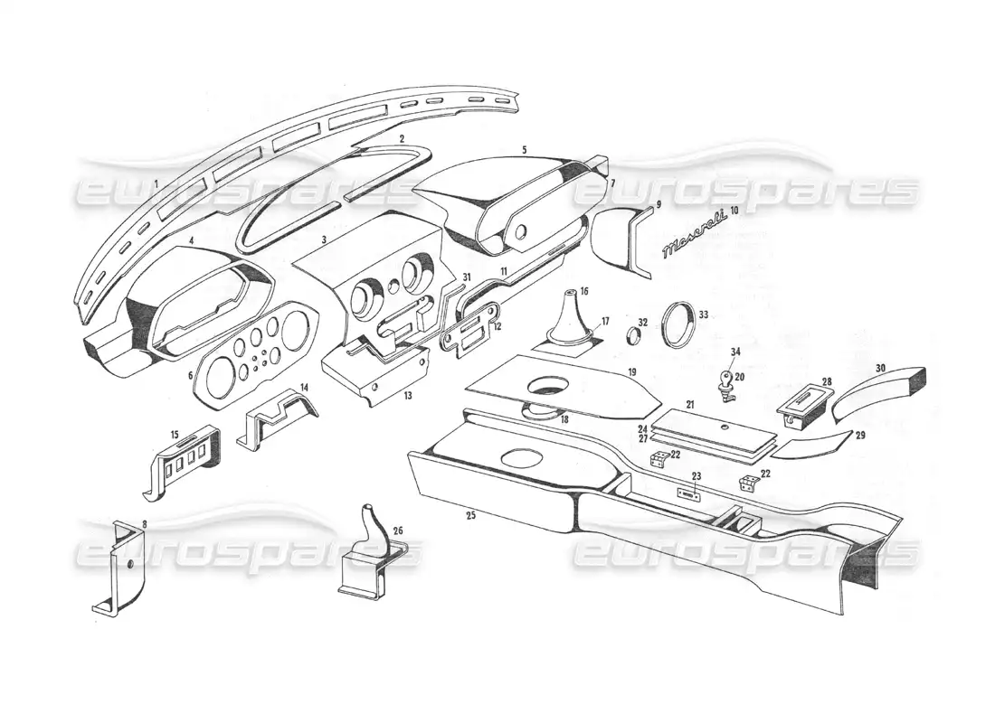 maserati indy 4.2 tapicería interna diagrama de piezas