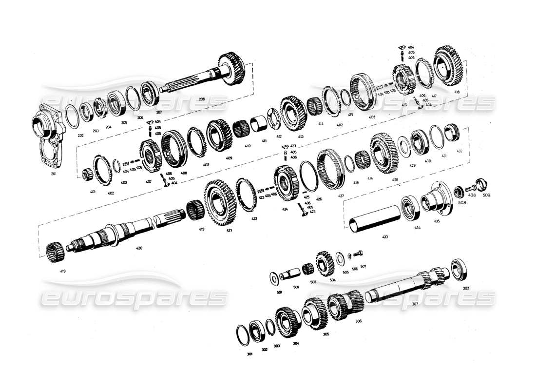 maserati qtp.v8 4.9 (s3) 1979 diagrama de piezas del engranaje de transmisión