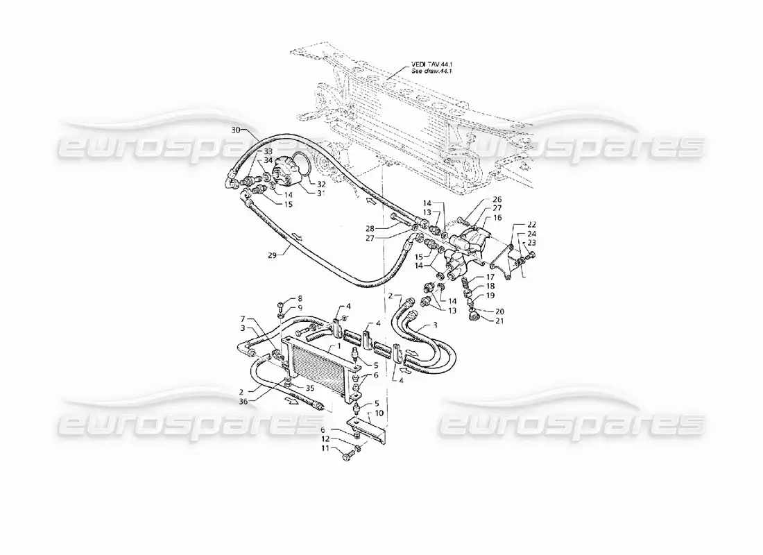 maserati qtp v8 (1998) enfriamiento del aceite del motor diagrama de piezas