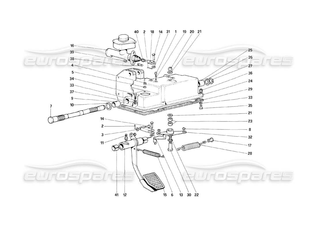 ferrari mondial 8 (1981) control de liberación del embrague diagrama de piezas