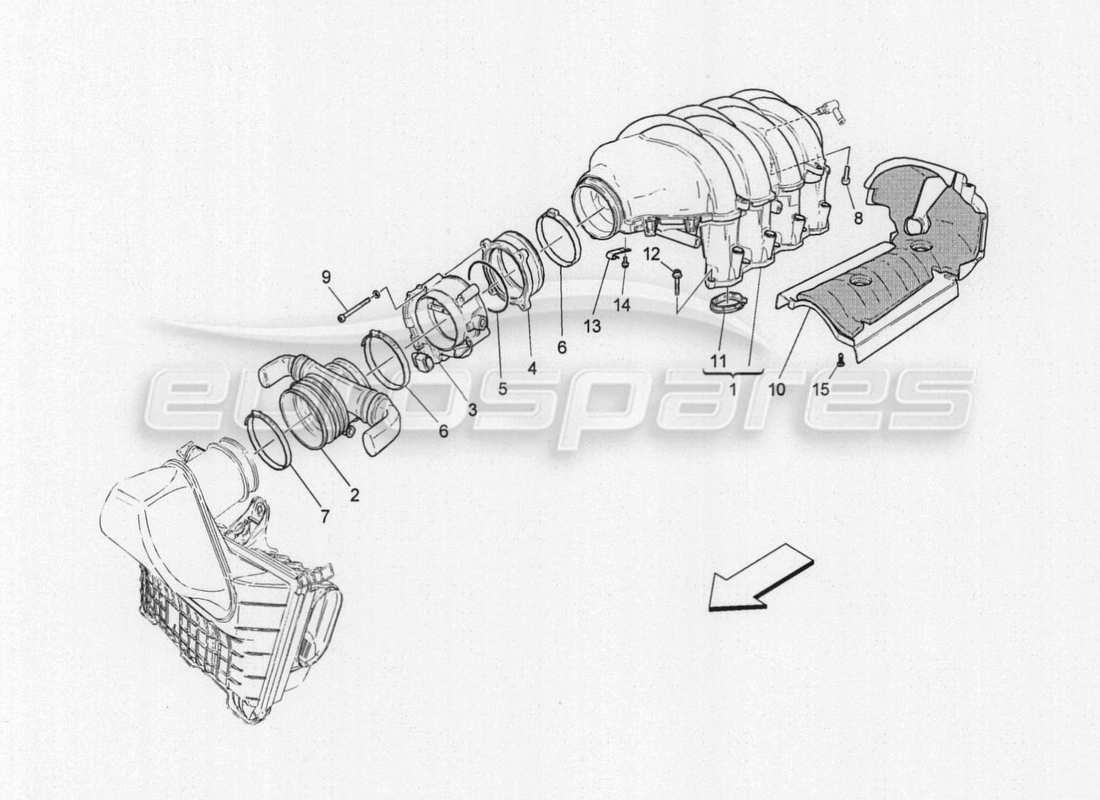 maserati granturismo special edition intake manifold and throttle body diagrama de piezas