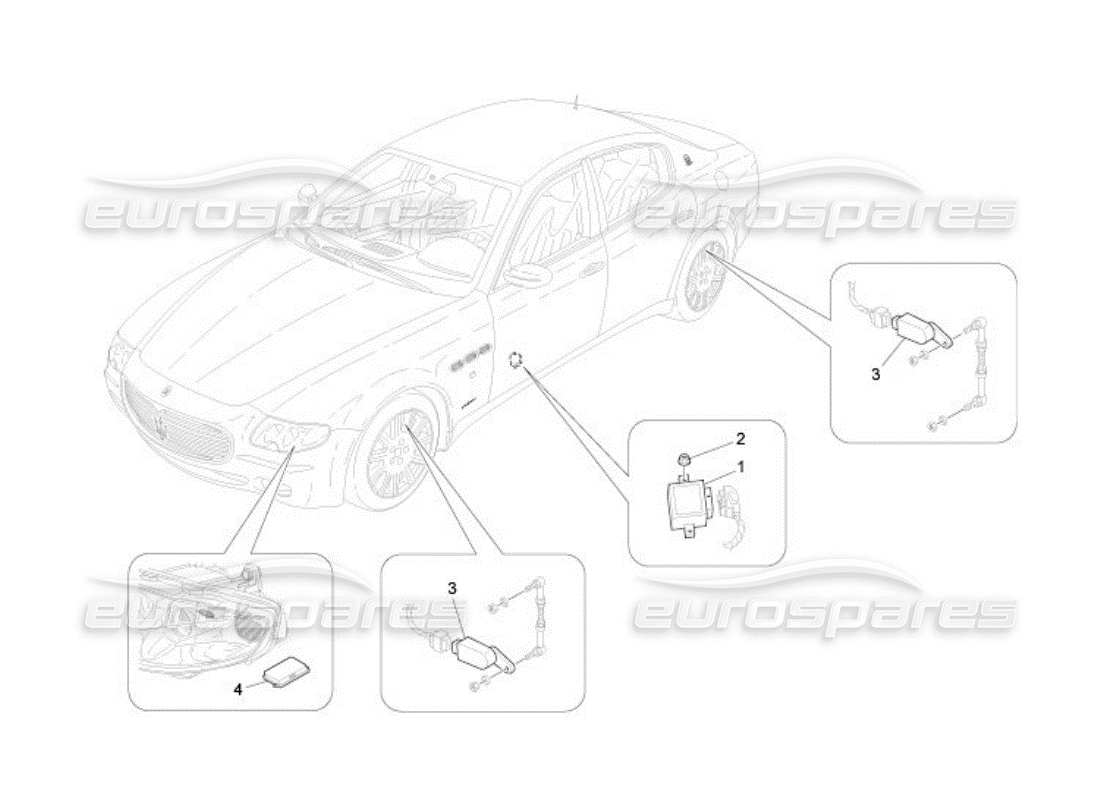 maserati qtp. (2005) 4.2 control del sistema de iluminación diagrama de piezas