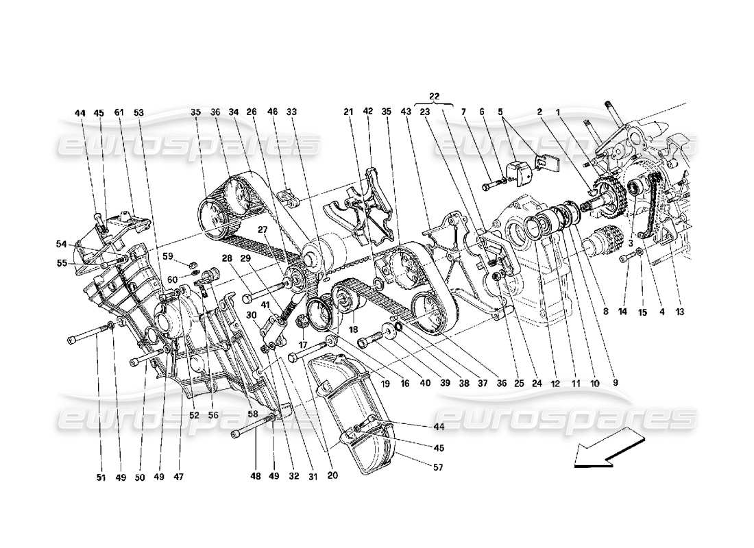 ferrari 348 (2.7 motronic) sincronización: diagrama de piezas de controles