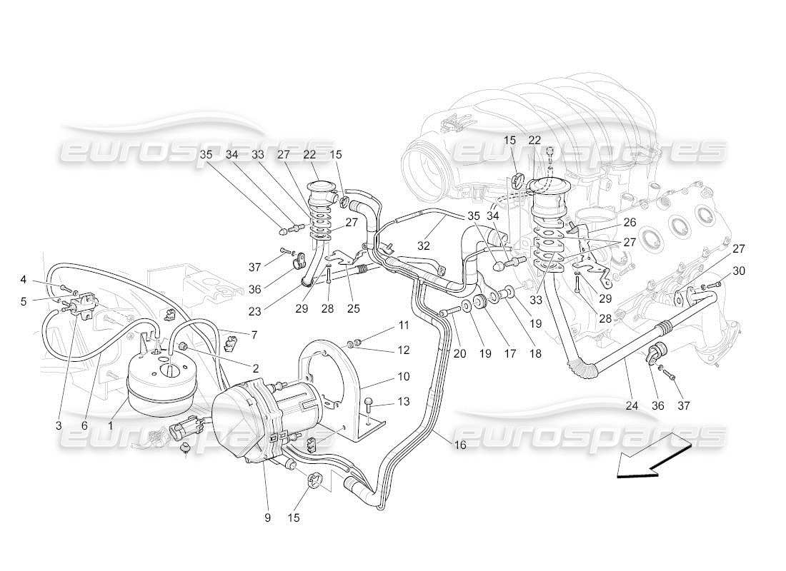 maserati qtp. (2011) 4.7 auto diagrama de piezas del sistema de aire adicional