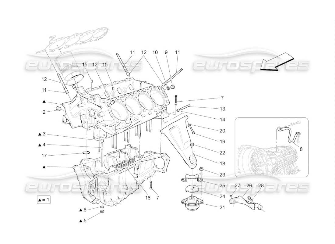 maserati qtp. (2009) 4.7 auto diagrama de piezas del carter