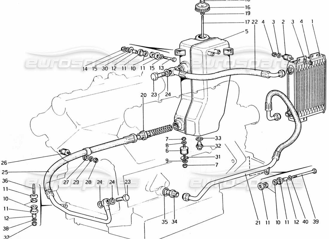ferrari 308 gtb (1976) sistema de lubricación diagrama de piezas
