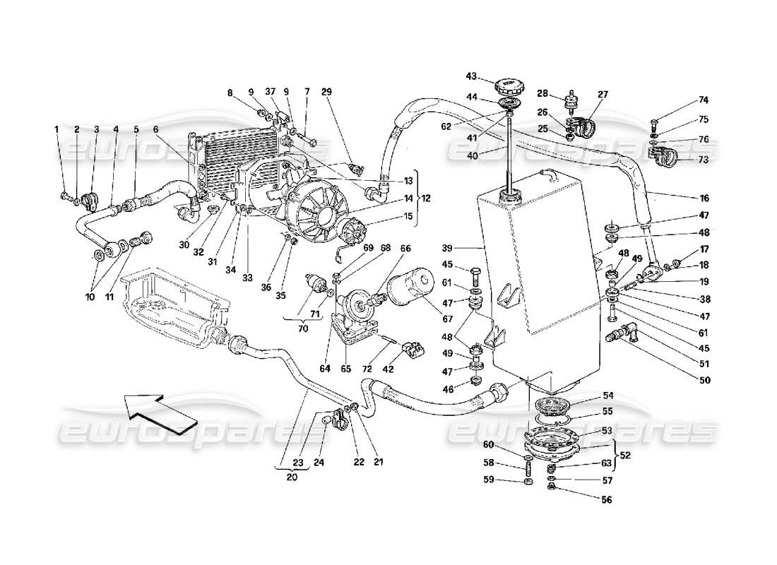 ferrari 348 (2.7 motronic) diagrama de piezas del sistema de lubricación