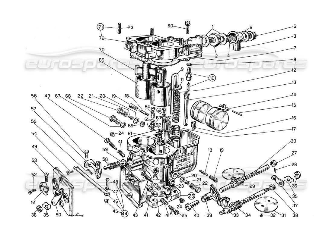 ferrari 275 gtb/gts 2 cam carburadores weber 40 dcz-6 diagrama de piezas