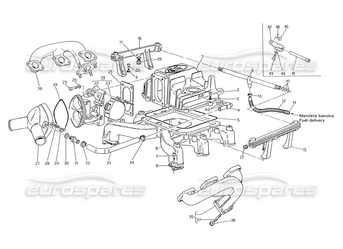 maserati 228 diagrama de la pieza del cuerpo de la válvula del acelerador del colector de admisión