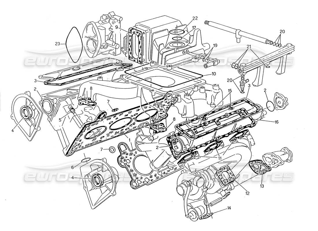 maserati 228 juntas y gomas de culatas diagrama de piezas