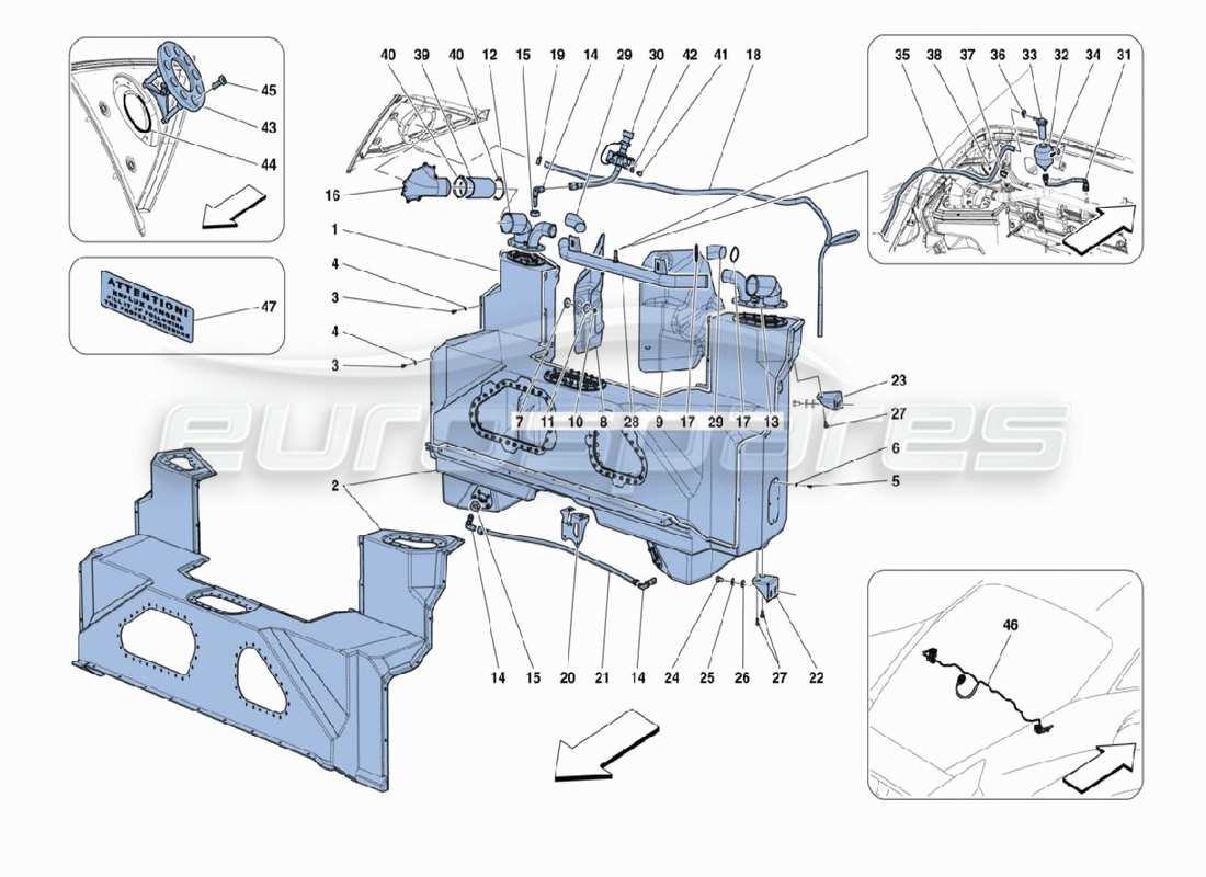 ferrari 488 challenge tuberías de combustible diagrama de piezas