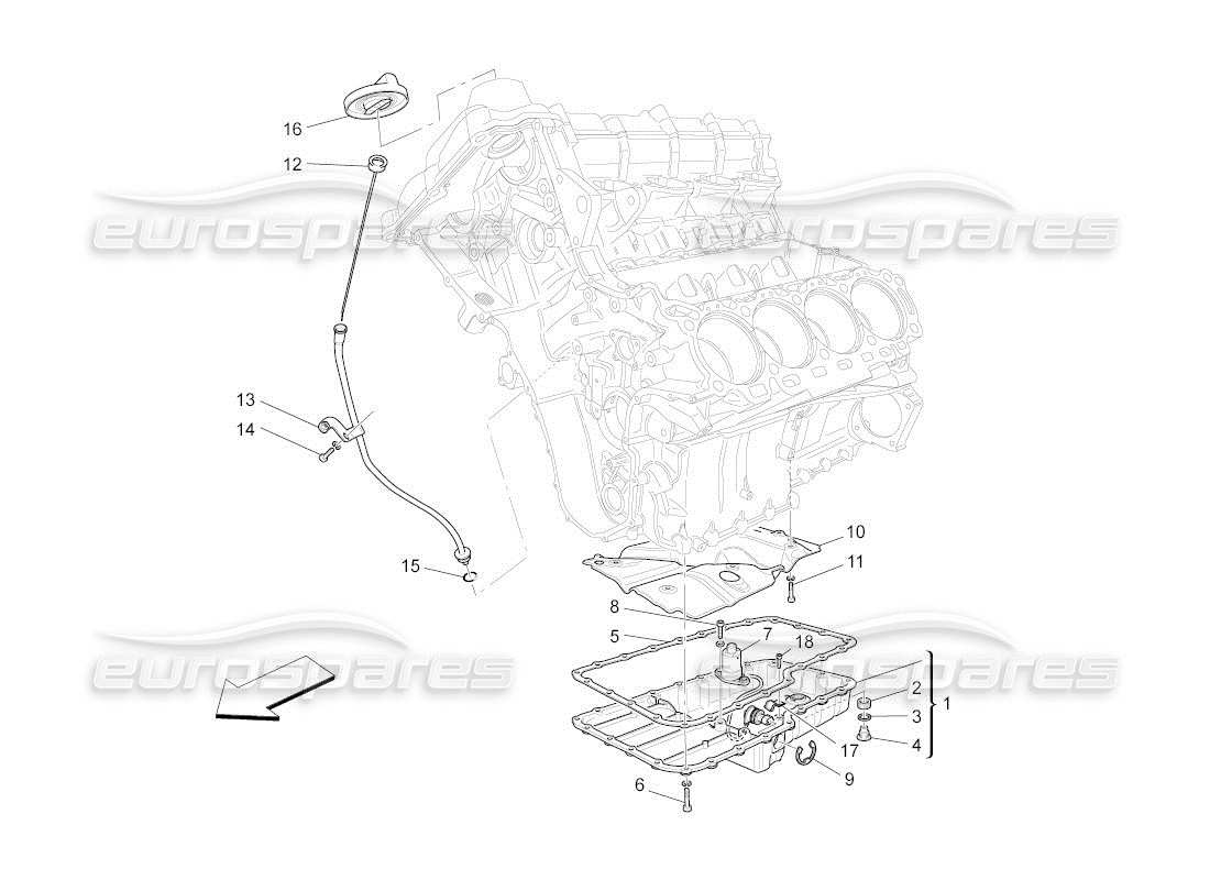 maserati qtp. (2011) 4.7 auto sistema de lubricación: diagrama de piezas del circuito y de la colección