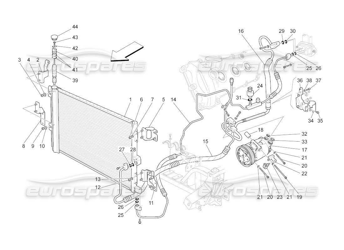 maserati qtp. (2011) 4.7 auto unidad a c: diagrama de piezas de los dispositivos del compartimento del motor