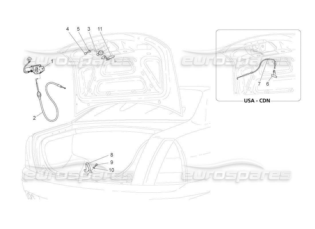 maserati qtp. (2011) 4.7 auto diagrama de piezas de control de apertura de la tapa trasera