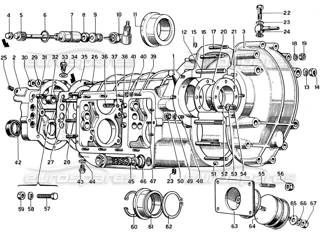 ferrari 330 gtc coupe caja de cambios - diferencial diagrama de piezas