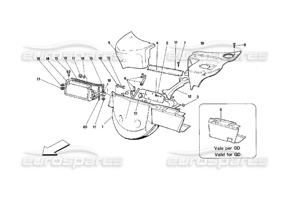 ferrari mondial 3.4 t coupe/cabrio parte delantera - elemento interior diagrama de piezas