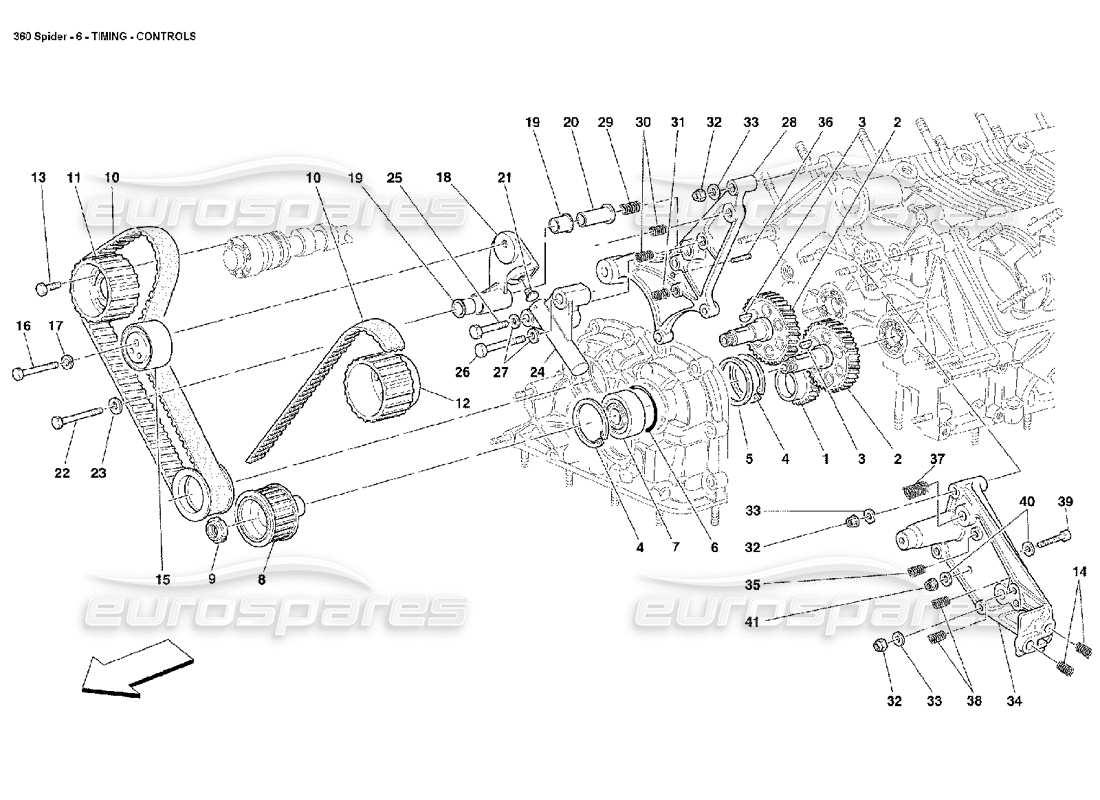 ferrari 360 spider sincronización - controles diagrama de piezas