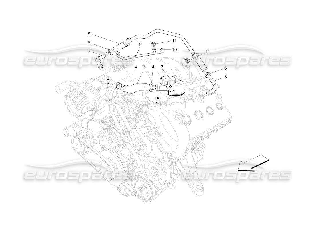 maserati qtp. (2011) 4.7 auto diagrama de piezas del sistema de recirculación de vapores de aceite