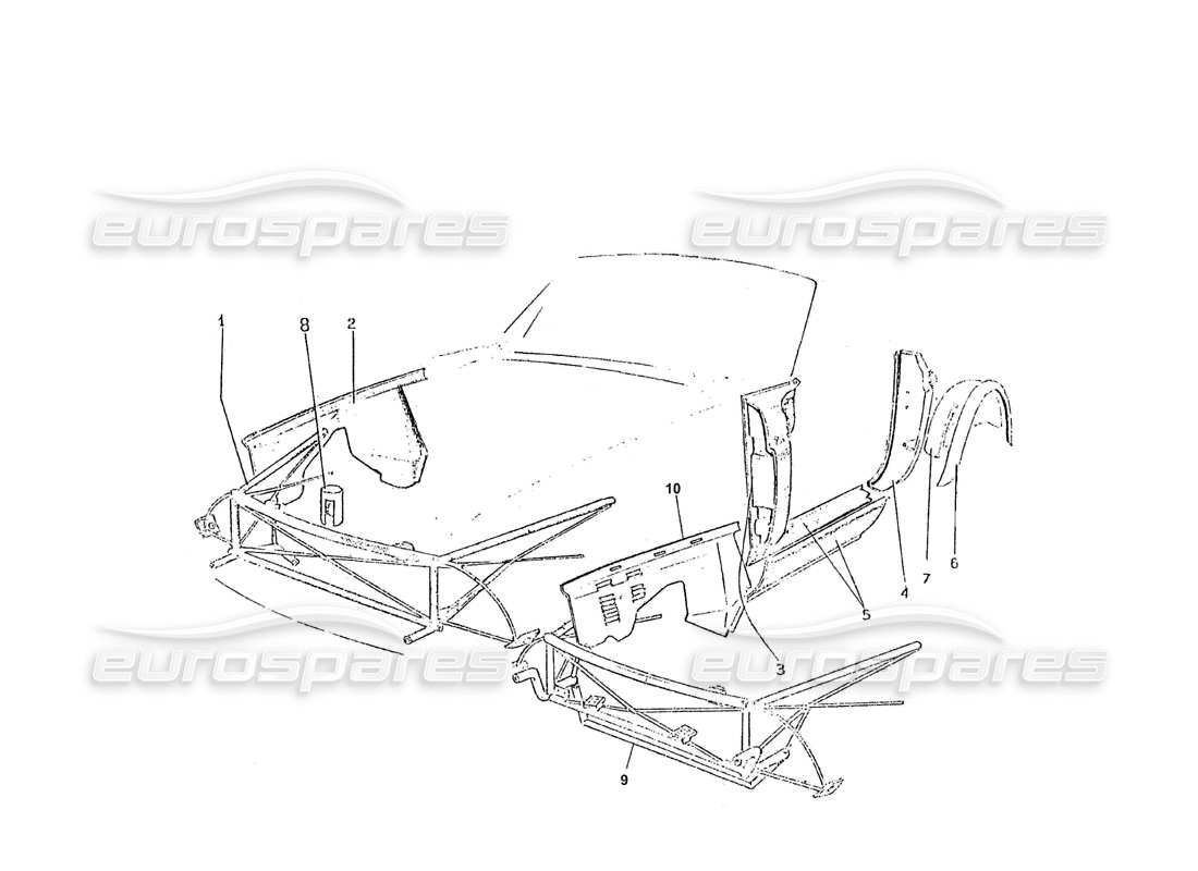 ferrari 275 (pininfarina coachwork) grupo de huesos diagrama de piezas