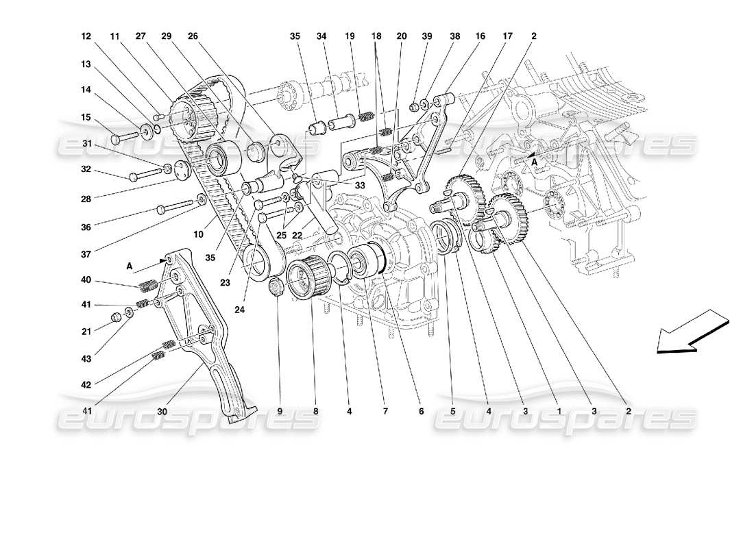 ferrari 355 (2.7 motronic) sincronización - controles diagrama de piezas