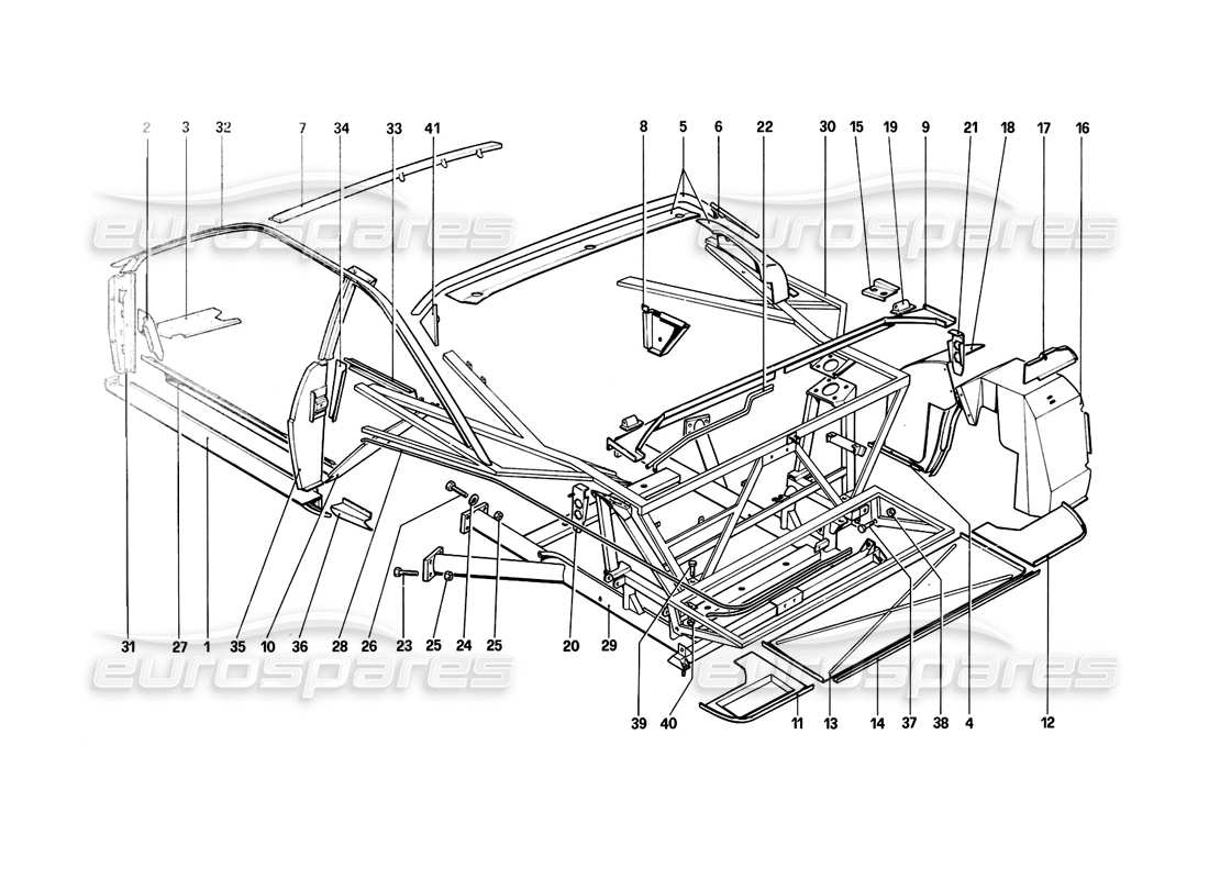 ferrari mondial 8 (1981) carrocería - diagrama de piezas de elementos interiores