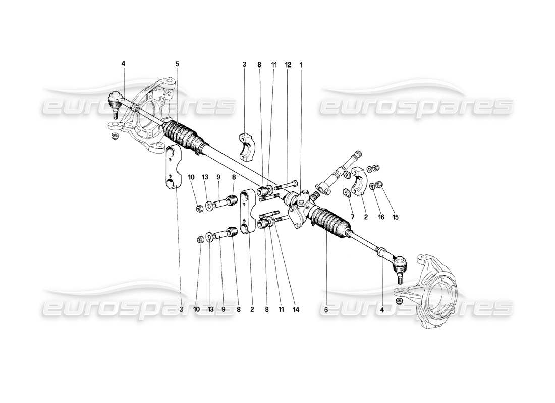 ferrari mondial 8 (1981) caja de dirección y varillaje diagrama de piezas