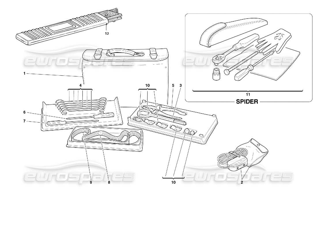 ferrari 355 (2.7 motronic) diagrama de piezas del equipo de herramientas