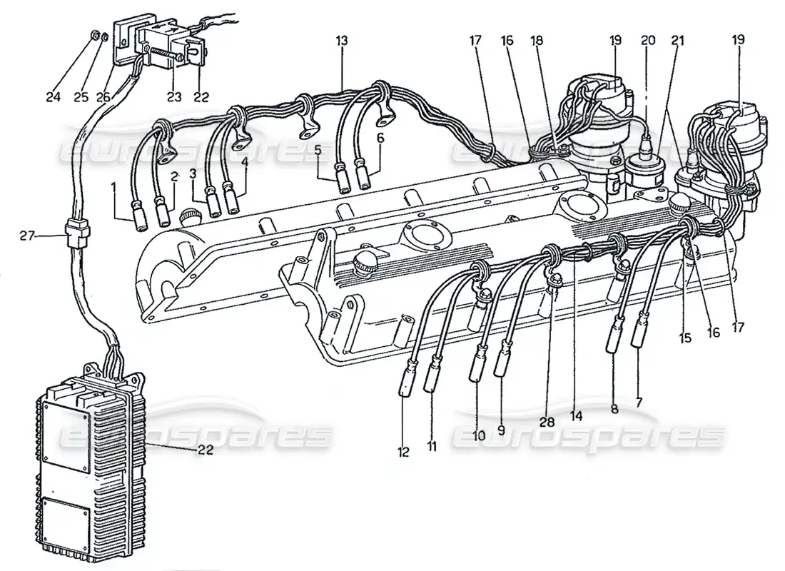 ferrari 365 gt 2+2 (mechanical) encendido diagrama de piezas
