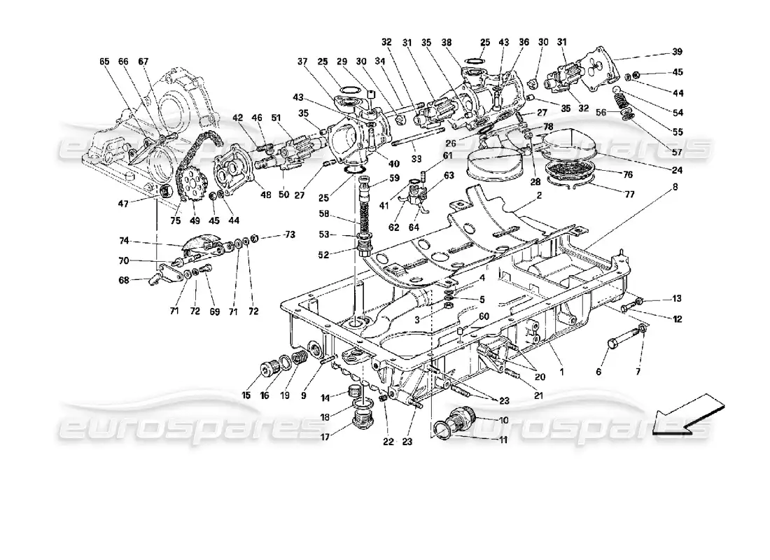 ferrari mondial 3.4 t coupe/cabrio lubricación: bombas y cárteres de aceite diagrama de piezas
