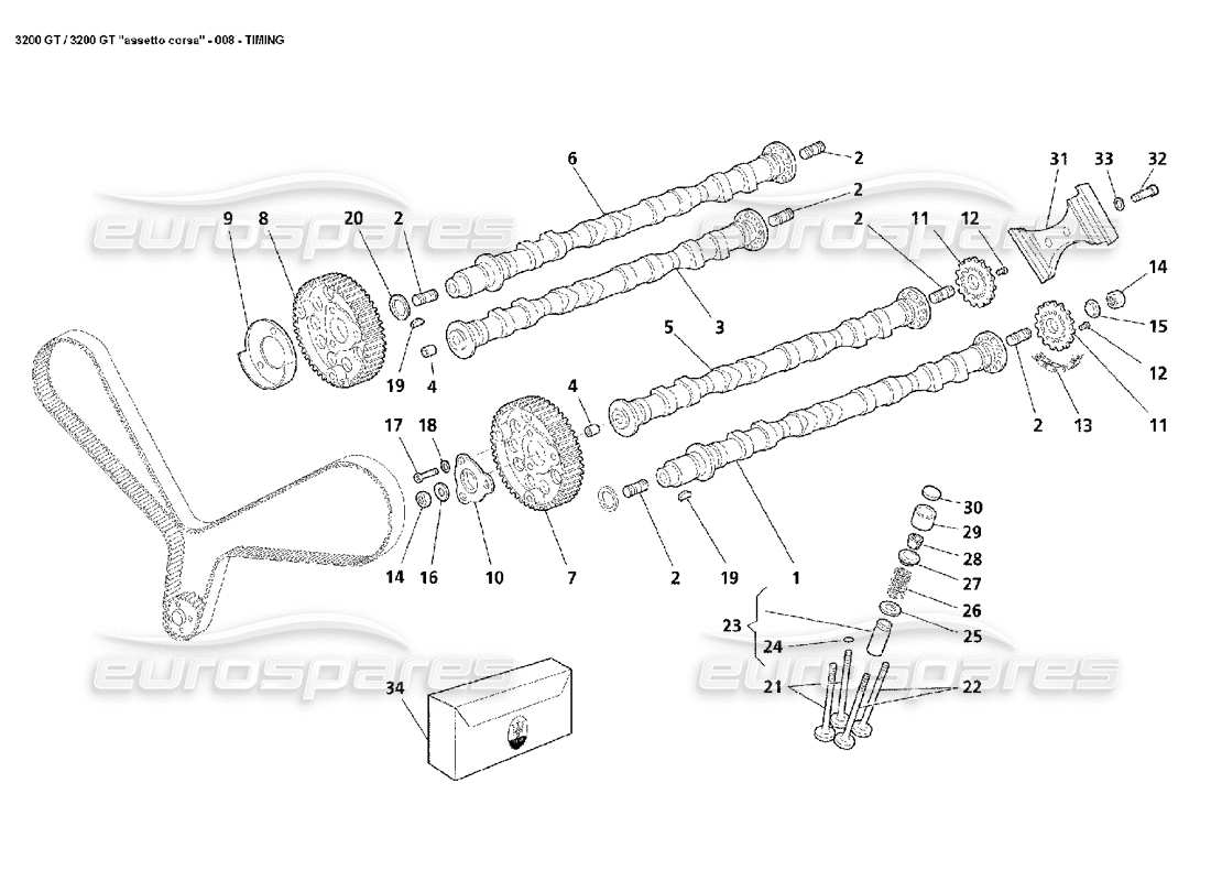 maserati 3200 gt/gta/assetto corsa momento diagrama de piezas