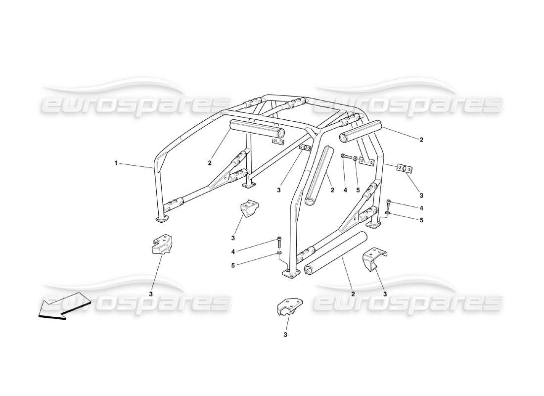 ferrari 360 challenge (2000) diagrama de piezas de la barra antivuelco