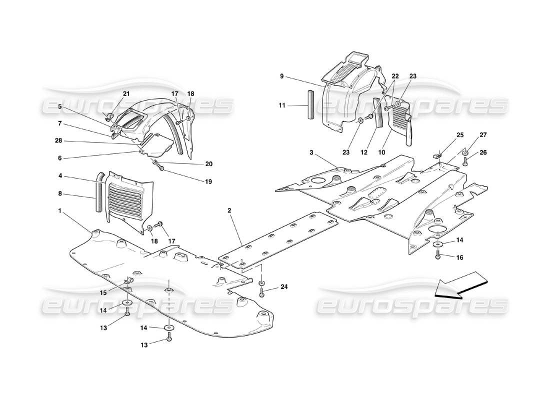 ferrari 360 challenge (2000) piso plano y caseta de gobierno diagrama de piezas