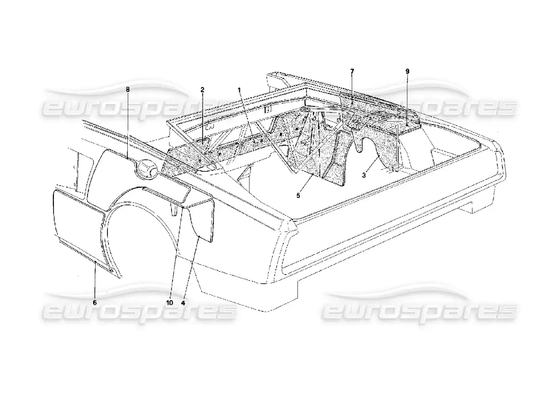 ferrari mondial 3.4 t coupe/cabrio aislamiento del compartimento del motor - cabriolet - para coches versión ch diagrama de piezas