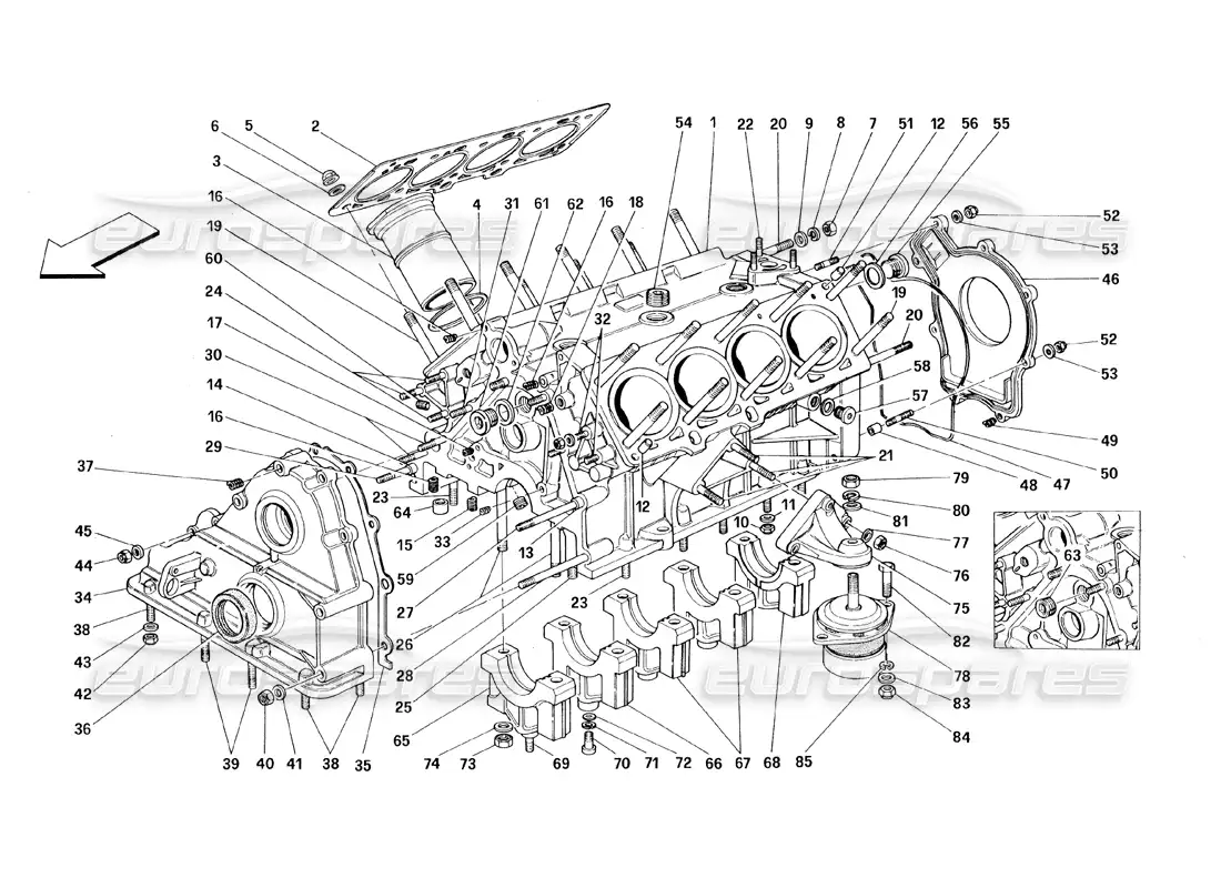 ferrari 348 (1993) tb / ts crankcase diagrama de piezas