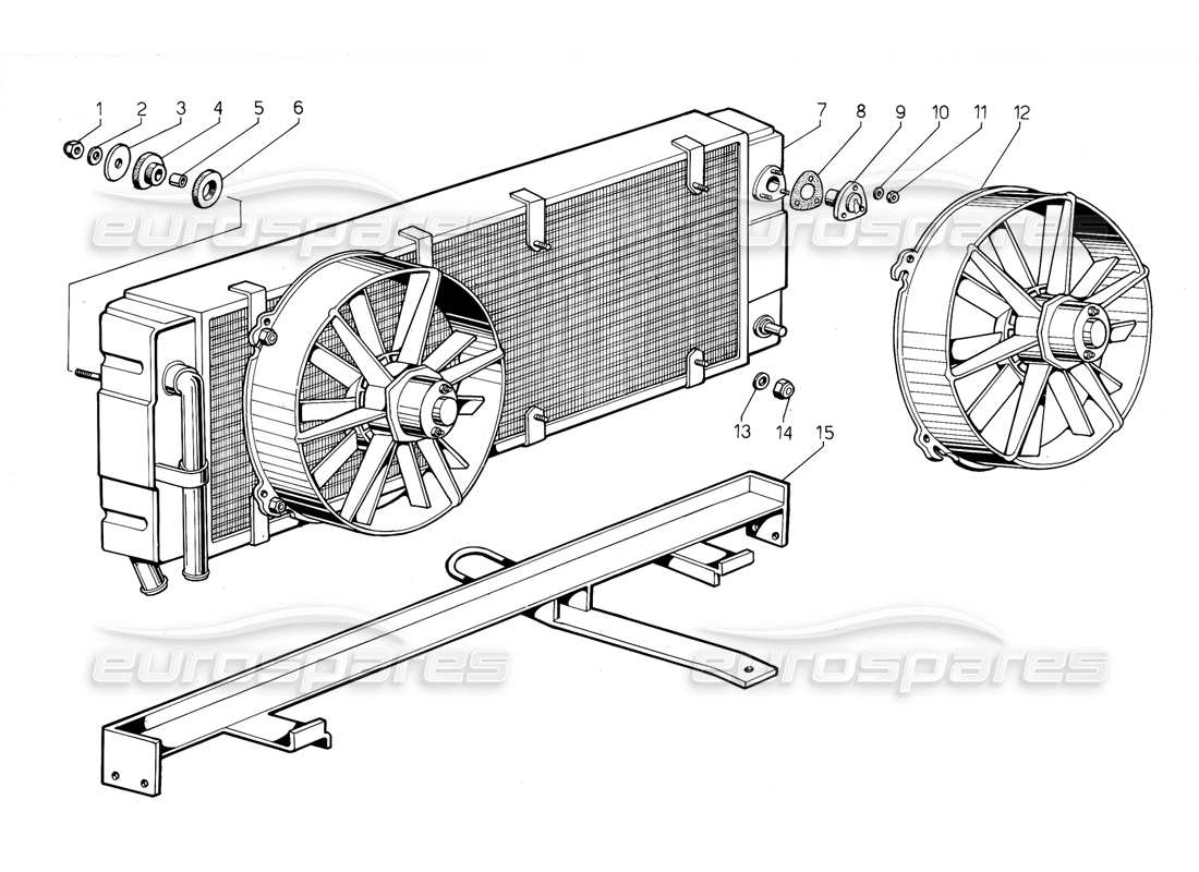 lamborghini jalpa 3.5 (1984) diagrama de piezas del sistema de refrigeración y radiador (válido para suiza - 1985)