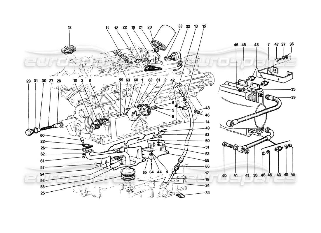 ferrari 308 gtb (1980) sistema de lubricación (308 gts y aus) diagrama de piezas