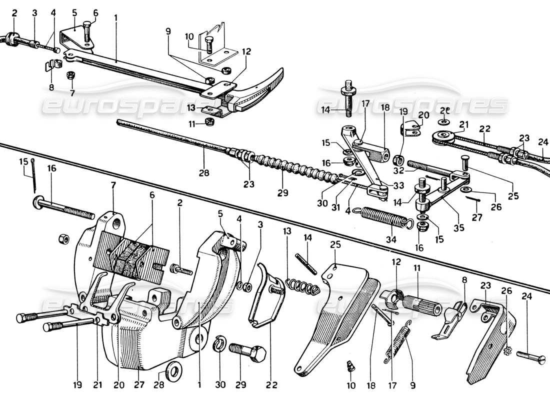 ferrari 330 gtc coupe control del freno de mano diagrama de piezas