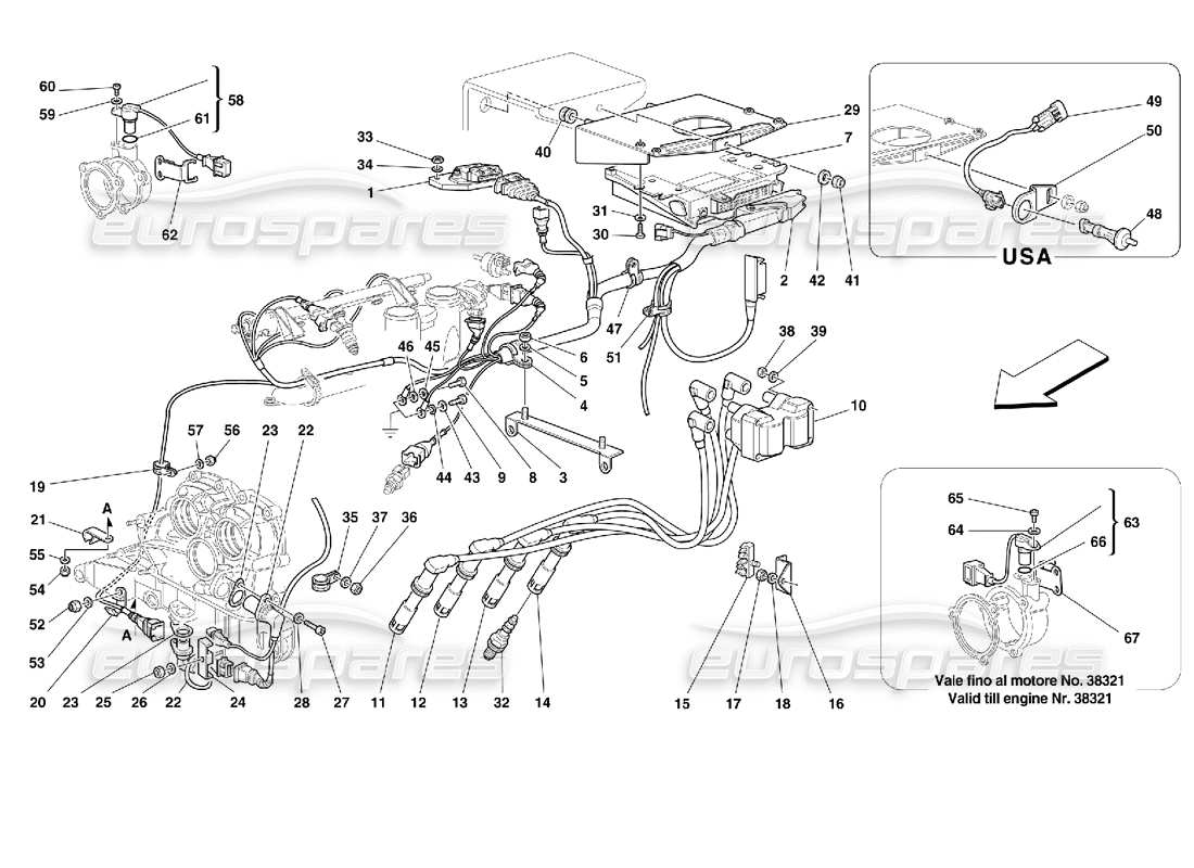 ferrari 355 (2.7 motronic) dispositivo de inyección - encendido diagrama de piezas