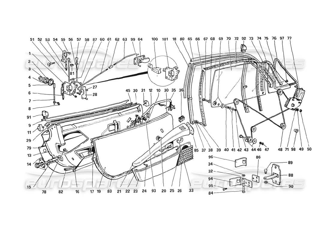 ferrari 308 gtb (1980) puertas diagrama de piezas