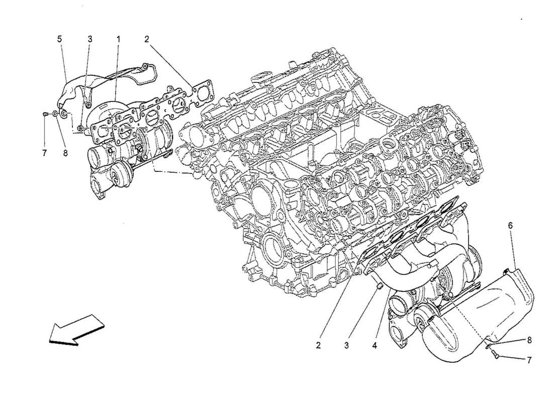 maserati qtp. v8 3.8 530bhp 2014 sistema de turbocargación: equipos diagrama de piezas