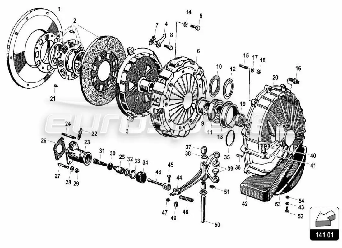 lamborghini miura p400 embrague diagrama de piezas